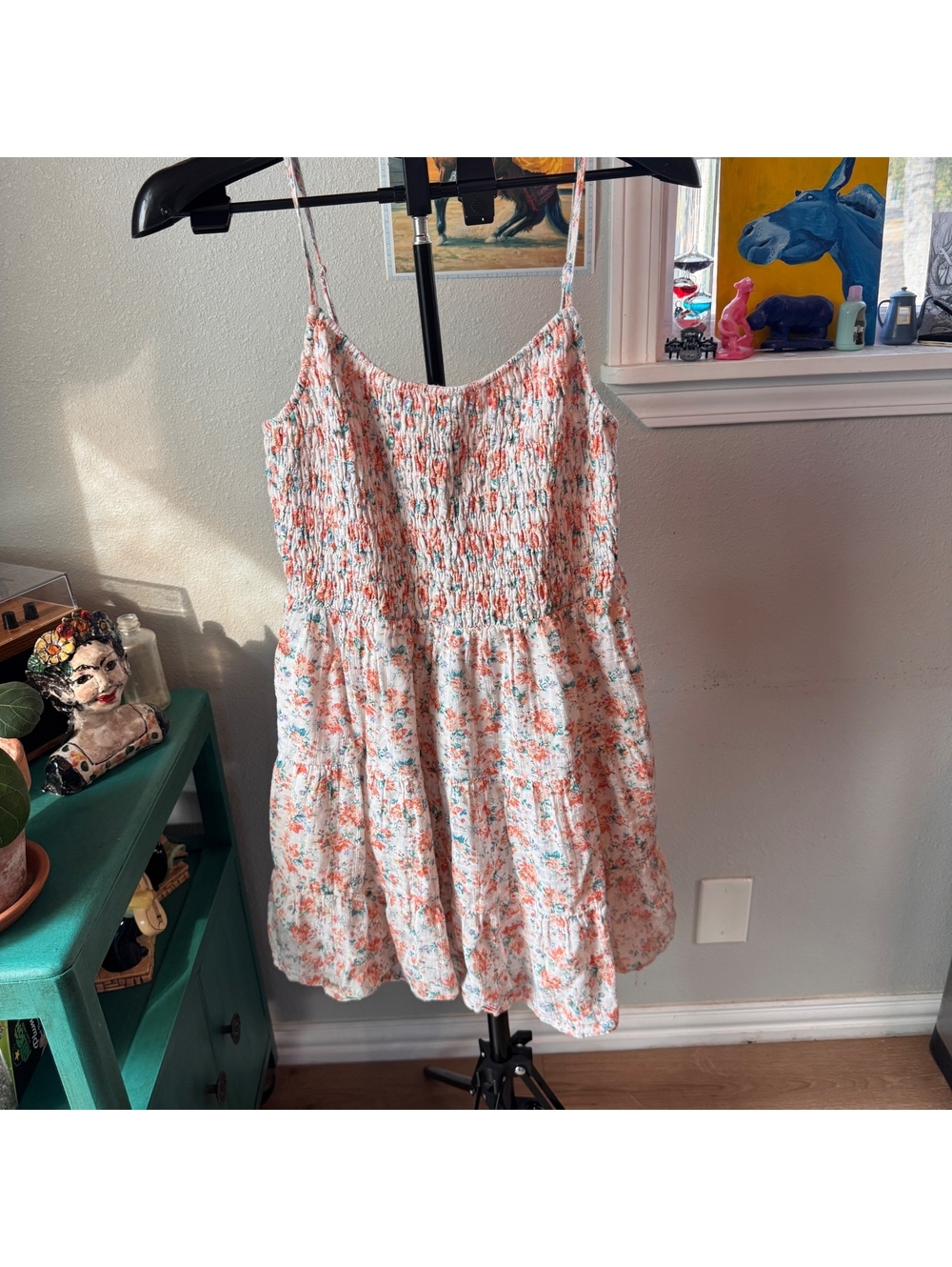 American Eagle Floral Smocked Dress Large Tall